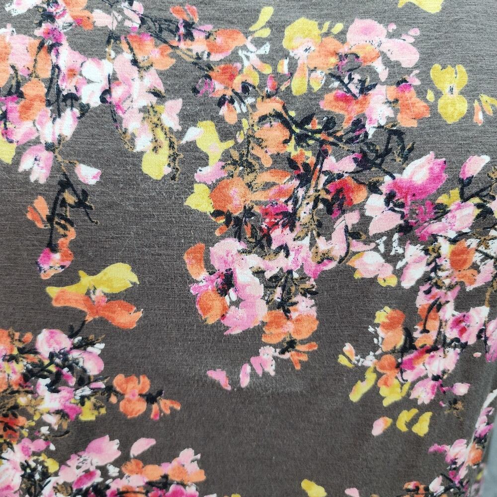 J. Jill Tunic Blouse Women's LARGE Petite Layered Brown Floral Top Career Casual - Picture 8 of 15